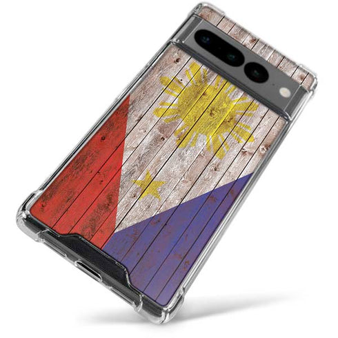 Philippines Flag Dark Wood Google Pixel 7 Pro Clear Case